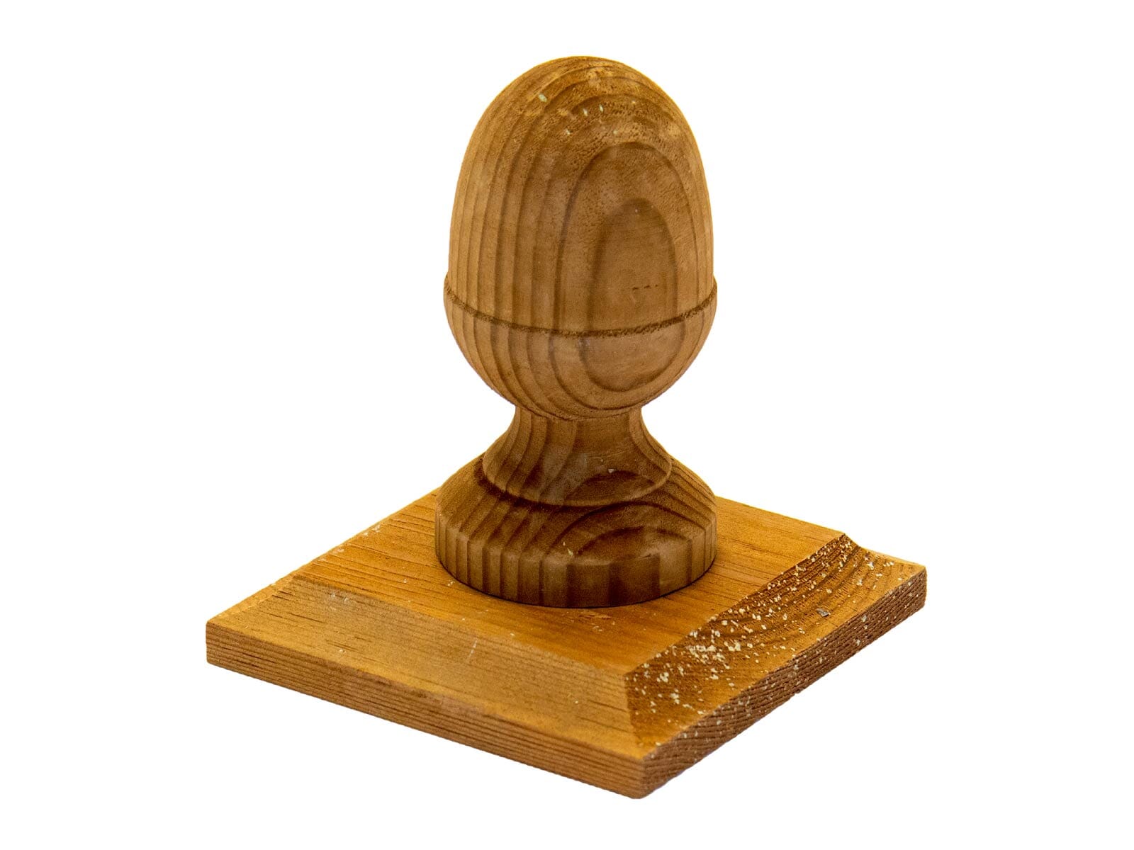Wooden-post-cap-with-acorn-finial-brown-4-inch